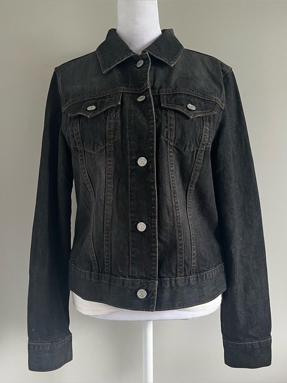 Y2K Dark Wash Grey Denim Jacket